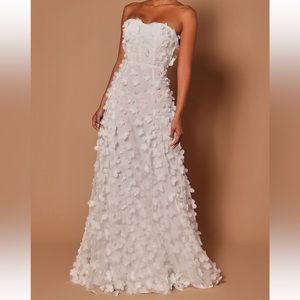 White flower ball gown